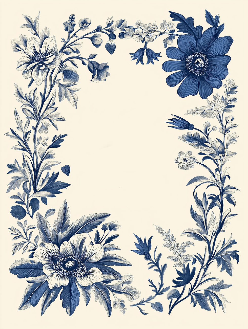 Botanical Blue Flower Frame