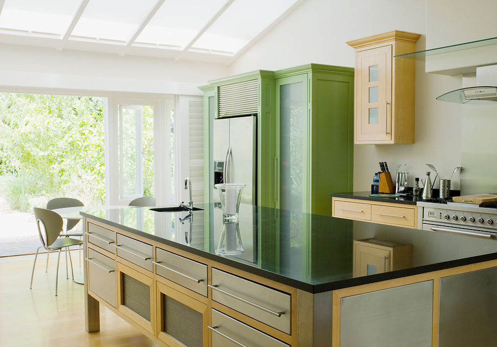 Modern kitchen island in kitchen