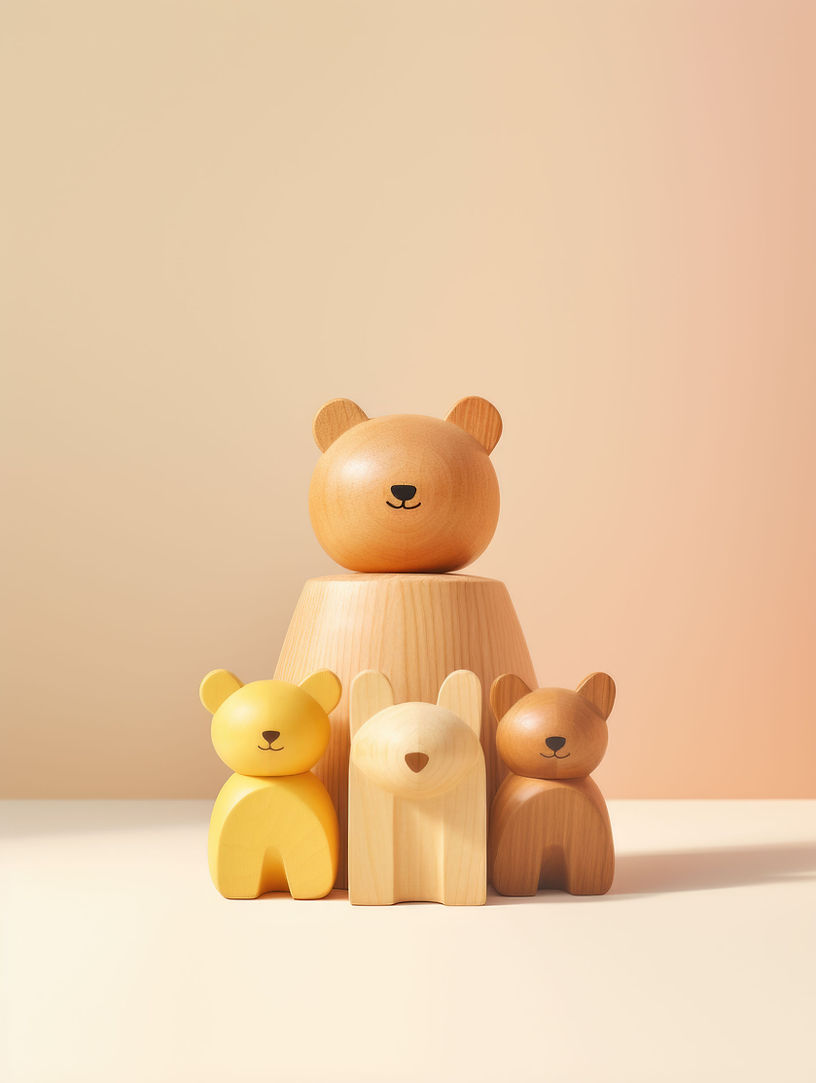 Wooden Bear Figurines