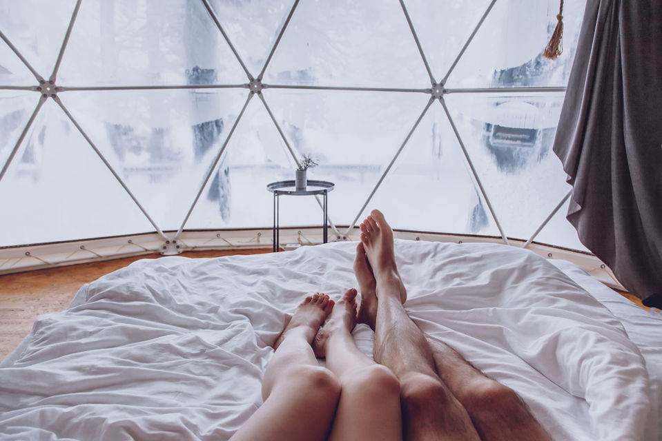 Couple relaxing honeymoon