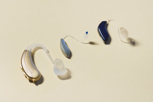 Selection of modern behind-the-ear and in-ear hearing aids
