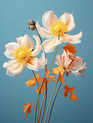 Oransje og hvite blomster