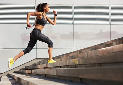 Woman Running Stairs