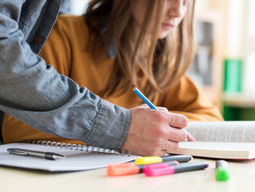 A student studying at a desk
