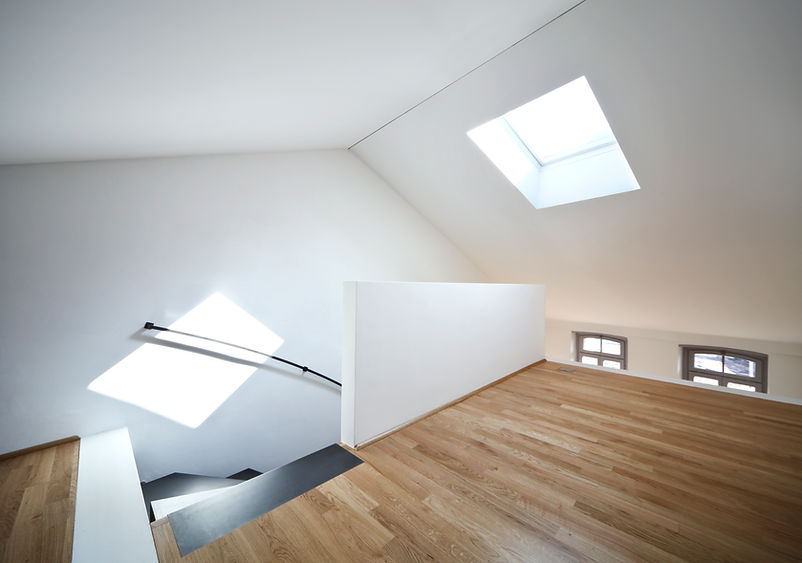 Beautiful modern apartment, view of room under the roof
