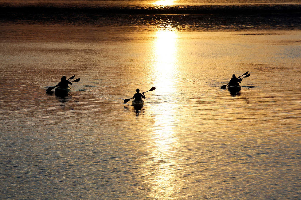 Kayakers At Sunset