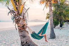 Sleeping on a hammock on the beach
