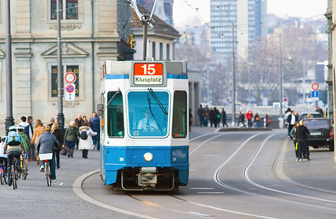 Tram in city
