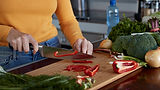 Chopping Red Bell Pepper