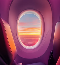 Airplane Window Sunset View