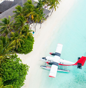 Seaplane On Tropical Beach