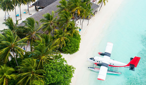 Seaplane On Tropical Beach