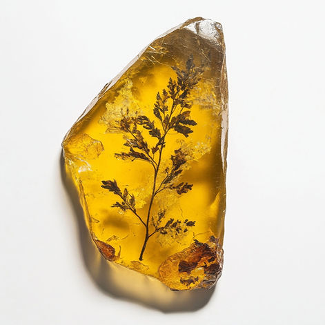 Fossilized Leaf in Amber