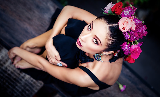 Woman with Flowers on her Hair