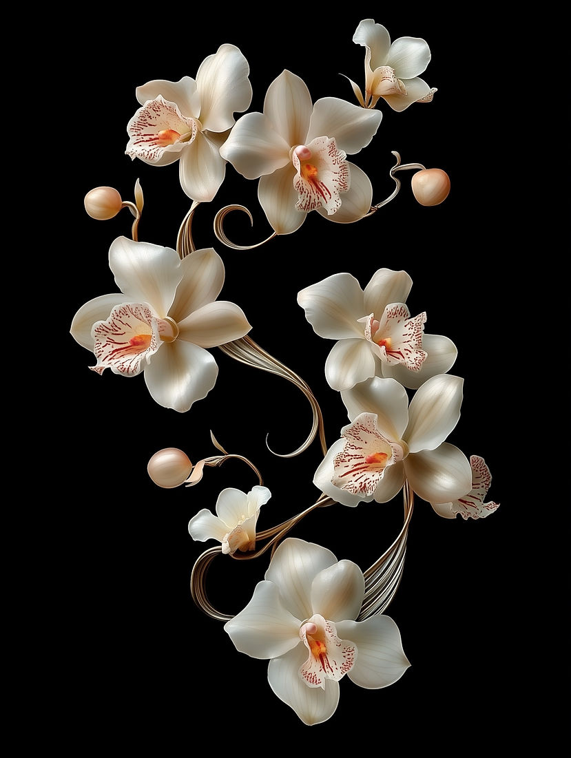 White Orchids on Black