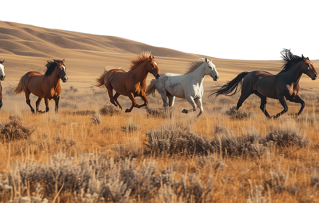 Chevaux sauvages en train de courir