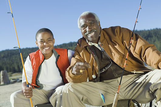 Grandfather and Child Fishing
