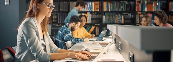Studying in a library