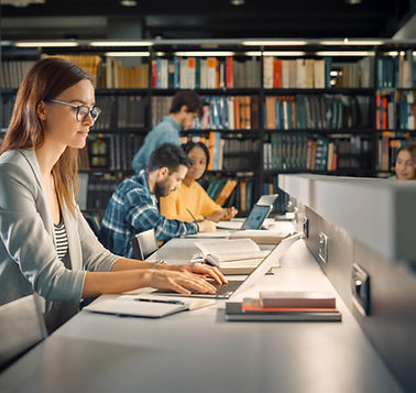 Studying in a library