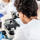 Mikroskop kullanan bilim adamı
