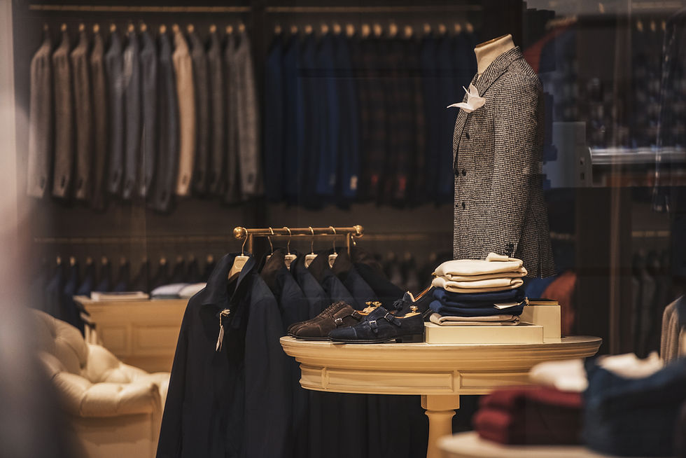 Exposição de roupas masculinas