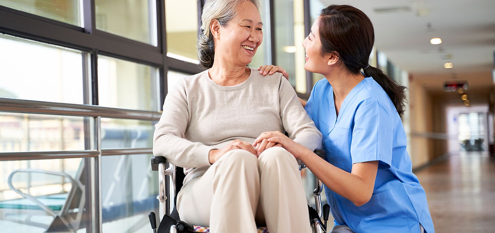 Caregiver Assisting Woman