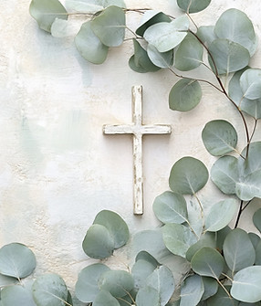 White Cross with Leaves
