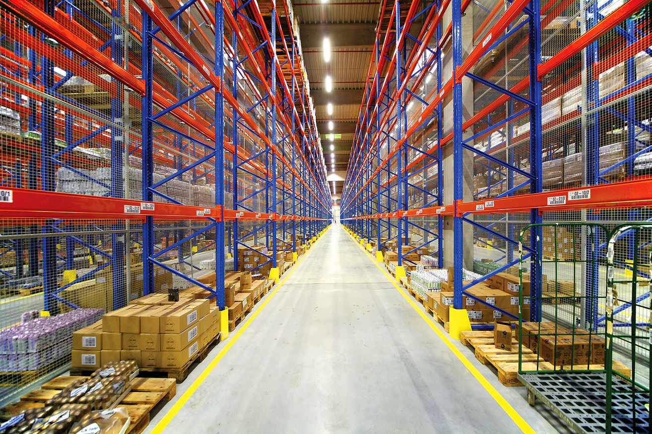 warehouse interior with shelving system