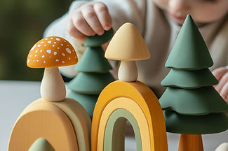 Enfant jouant avec des jouets en bois