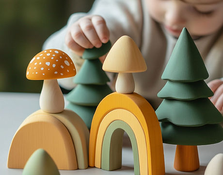 Child Playing with Wooden Toys