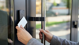 Opening Office Building Door