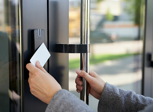 Opening Office Building Door