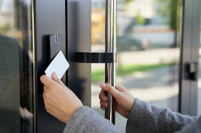 Opening Office Building Door