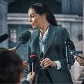 Woman Facing Media