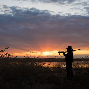 Hunter with a shotgun