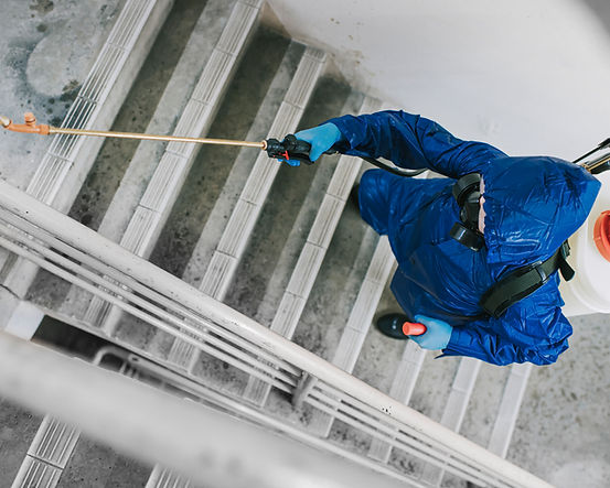 Worker Spraying Staircase