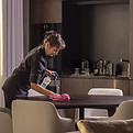 Housekeeper Wiping the Table