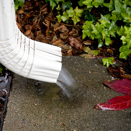 Rainwater flowing through the pipe