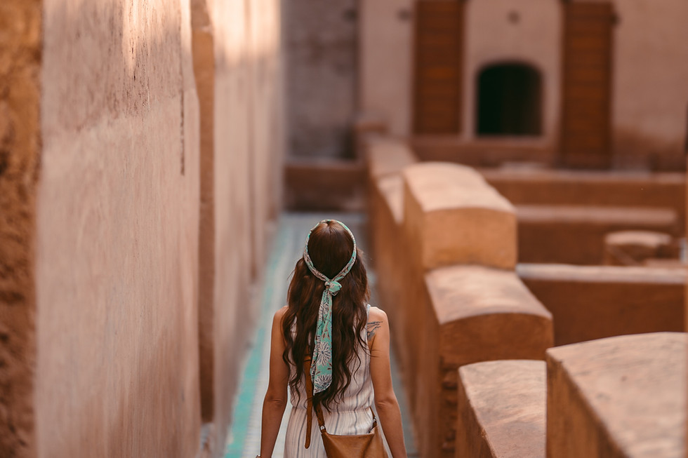 Woman Exploring Courtyard