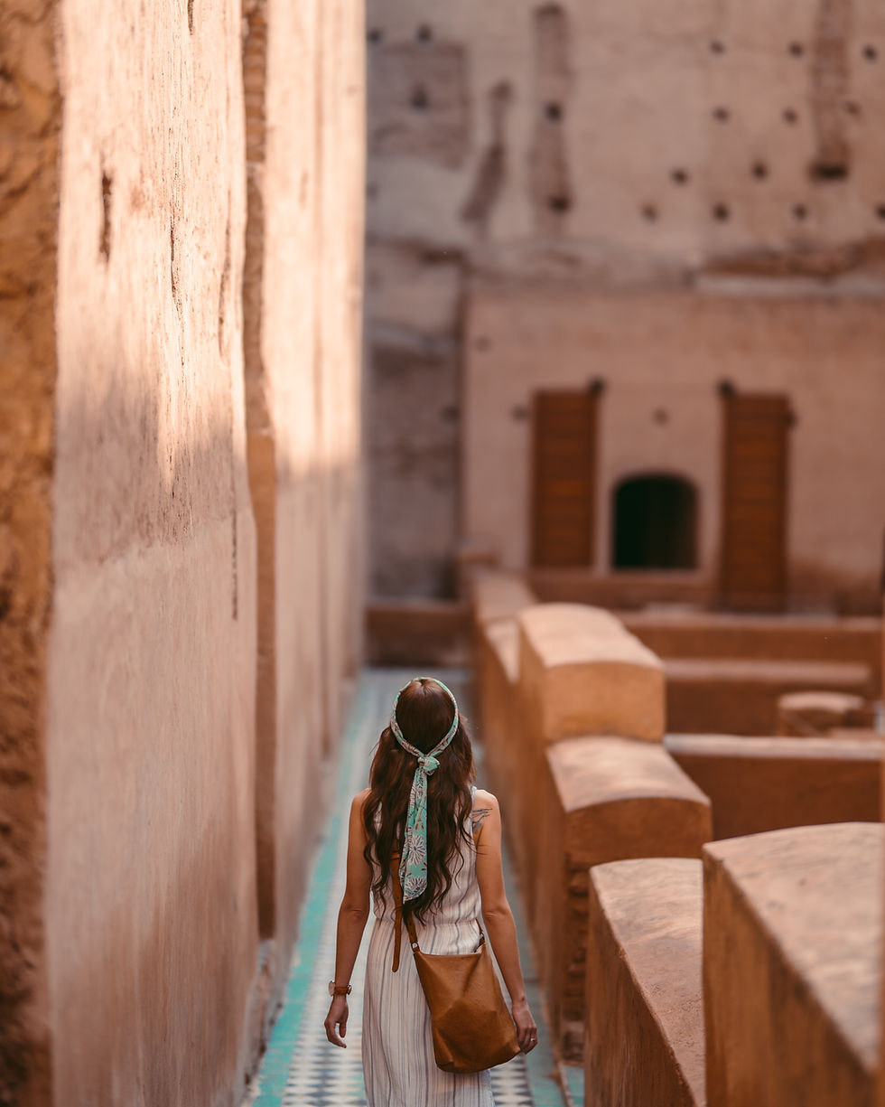 Woman Exploring Courtyard