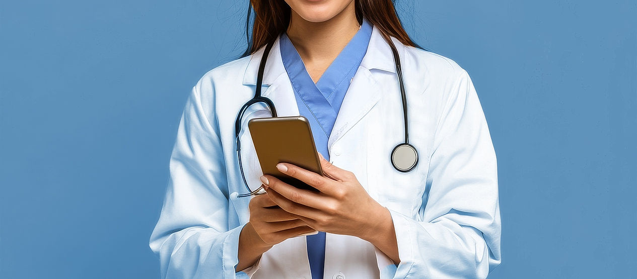 Female doctor with phone