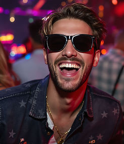 Mann lacht auf Party