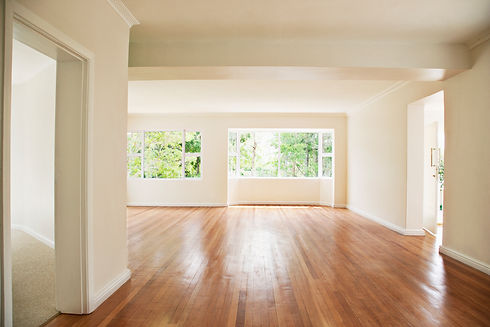 Empty living room with white walls