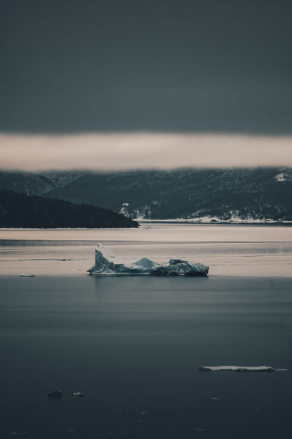 Iceberg In Frozen Landscape