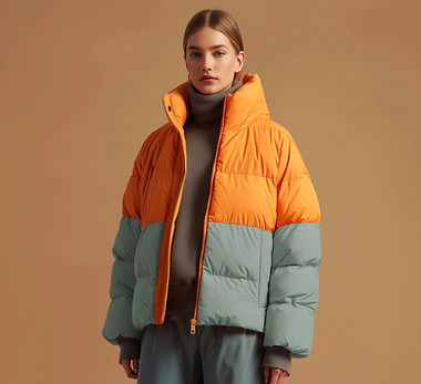 Colorblock Puffer Ceket