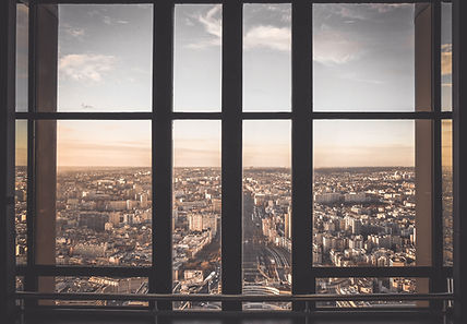 Cityscape Through Window