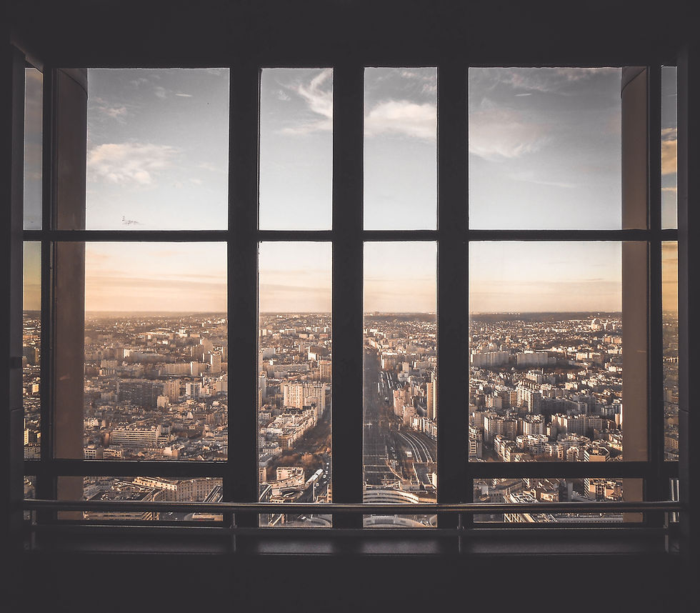 Cityscape Through Window
