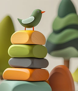 De Vogel van het stuk speelgoed op Blokken