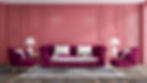 pink wall and sofa