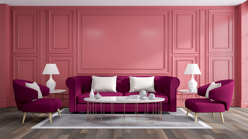 pink wall and sofa